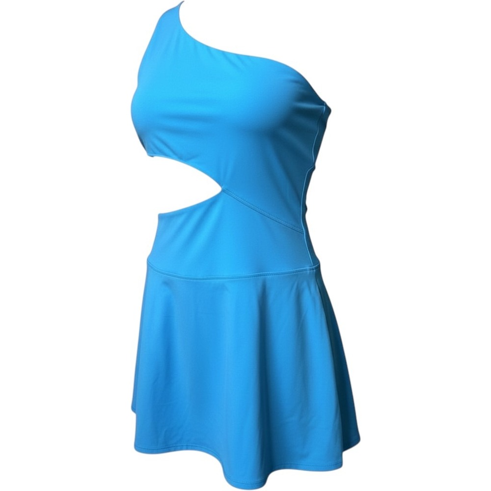 Free People FP Movement One Shoulder Athletic Dress XL Blue Cutout Tennis Skort